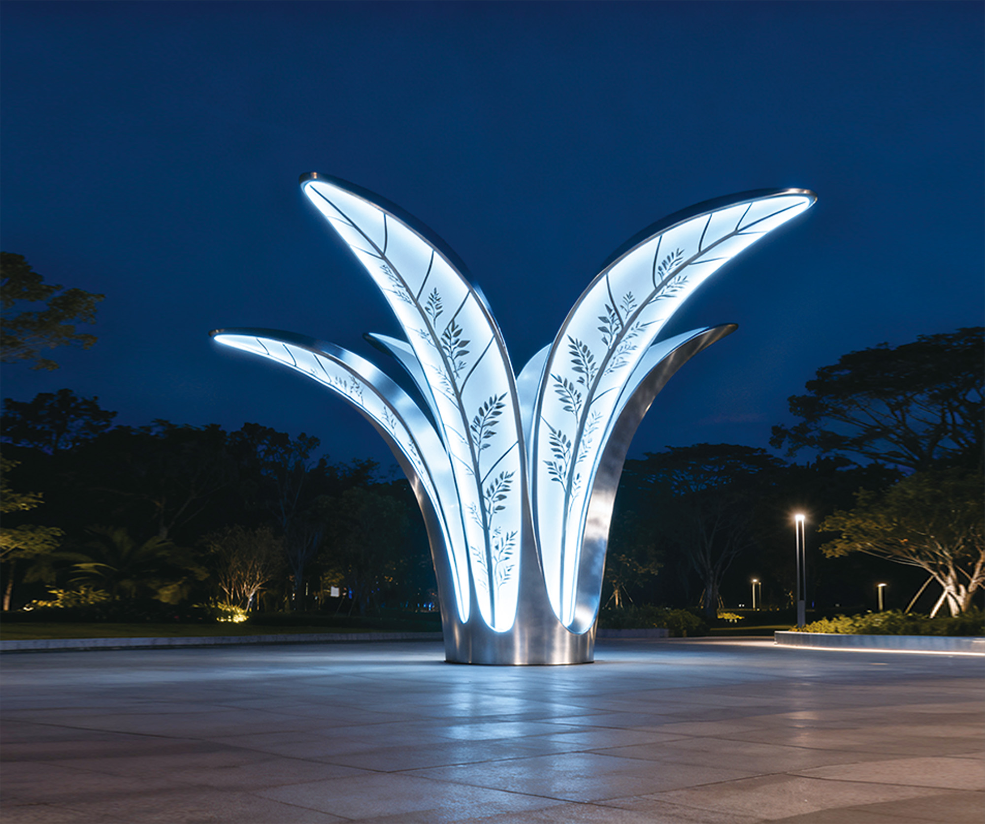 「清野葉羽」仿生葉脈透光景觀燈